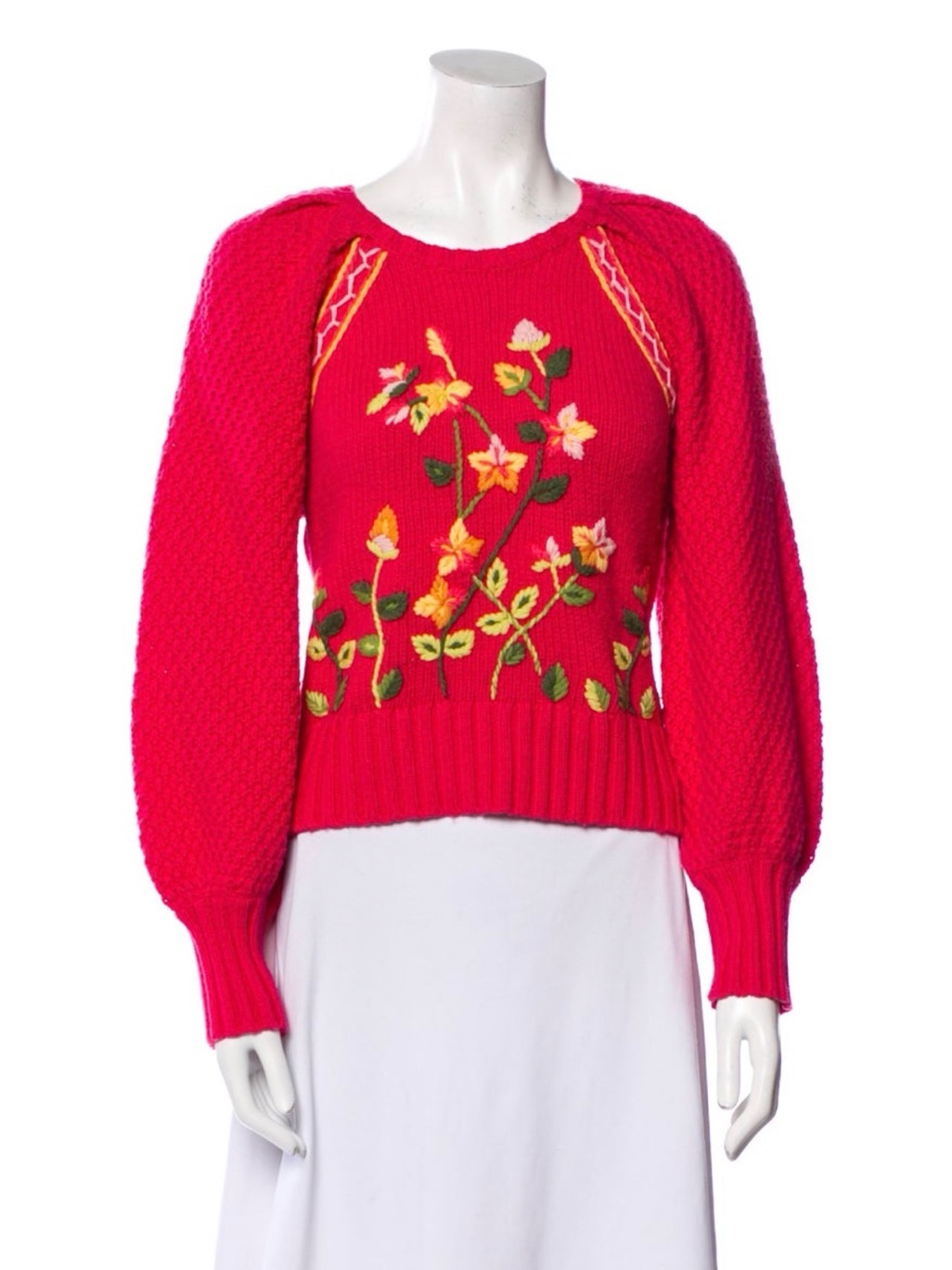 Loveshackfancy Embroidered Floral Sweater Xs